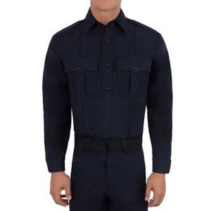 Blauer Men's 8450 Long Sleeve Wool Blend Uniform Shirt Dark Navy 18.5 32/33